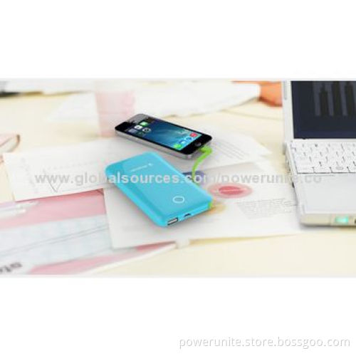 6,600mAh Thin Power Bank for Consumer Electronics with Built-in Cable